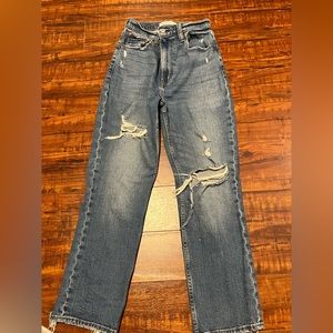 Abercrombie & Fitch Ultra High Rise Ankle Straight Ripped Jeans